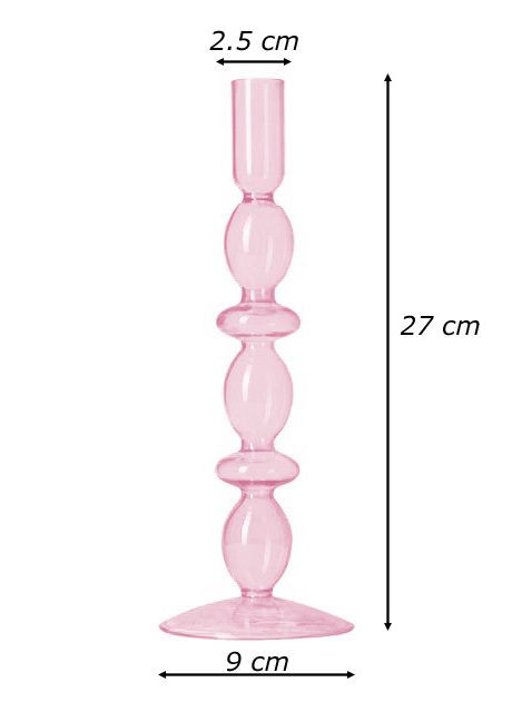 Подсвечник праздничный REMY-DEСOR стеклянный Молди розового цвета для тонкой свечи высота 27 см декор для дома REMY-DECOR (266345089)