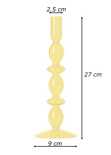 Подсвечник праздничный REMY-DEСOR стеклянный Молди желтого цвета для тонкой свечи высота 27 см декор для дома REMY-DECOR (266345182)