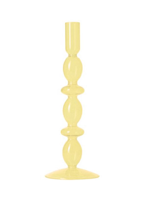 Підсвічник святковий REMY-DEСOR скляний Молді жовтого кольору для тонкої свічки висота 27 см декор для дому REMY-DECOR (266345182)