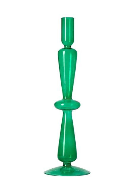 Подсвечник праздничный REMY-DEСOR стеклянный Ваакс зеленого цвета для тонкой свечи высота 30 см декор дома REMY-DECOR (266345140)
