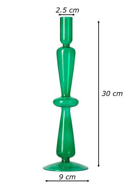 Подсвечник праздничный REMY-DEСOR стеклянный Ваакс зеленого цвета для тонкой свечи высота 30 см декор дома REMY-DECOR (266345140)