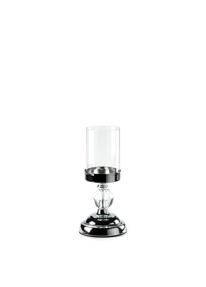 Підсвічник святковий REMY-DEСOR металевий Ватель срібного кольору зі скляною колбою висота 25см декор REMY-DECOR (266345106)