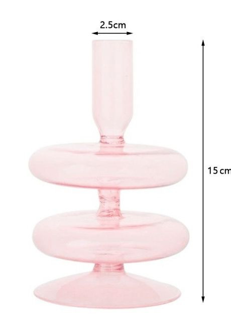 Підсвічник святковий REMY-DEСOR скляний Теллі рожевого кольору для тонкої свічки висота 15 см декор для дому REMY-DECOR (266345161)