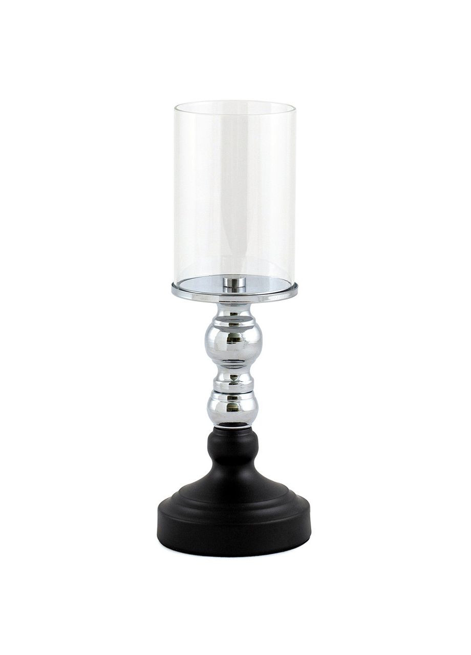 Підсвічники святкові REMY-DEСOR Лунд чорно-сріблястий колір зі скляною колбою набір 2 шт. висота 24см 28см REMY-DECOR (266345118)