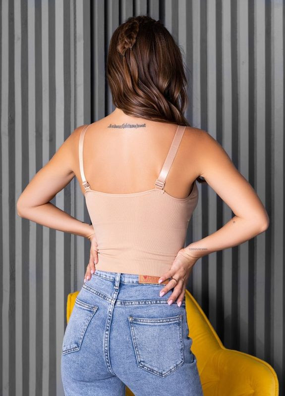 Бежевий однотонний топ у рубчик Magnet (266344193)