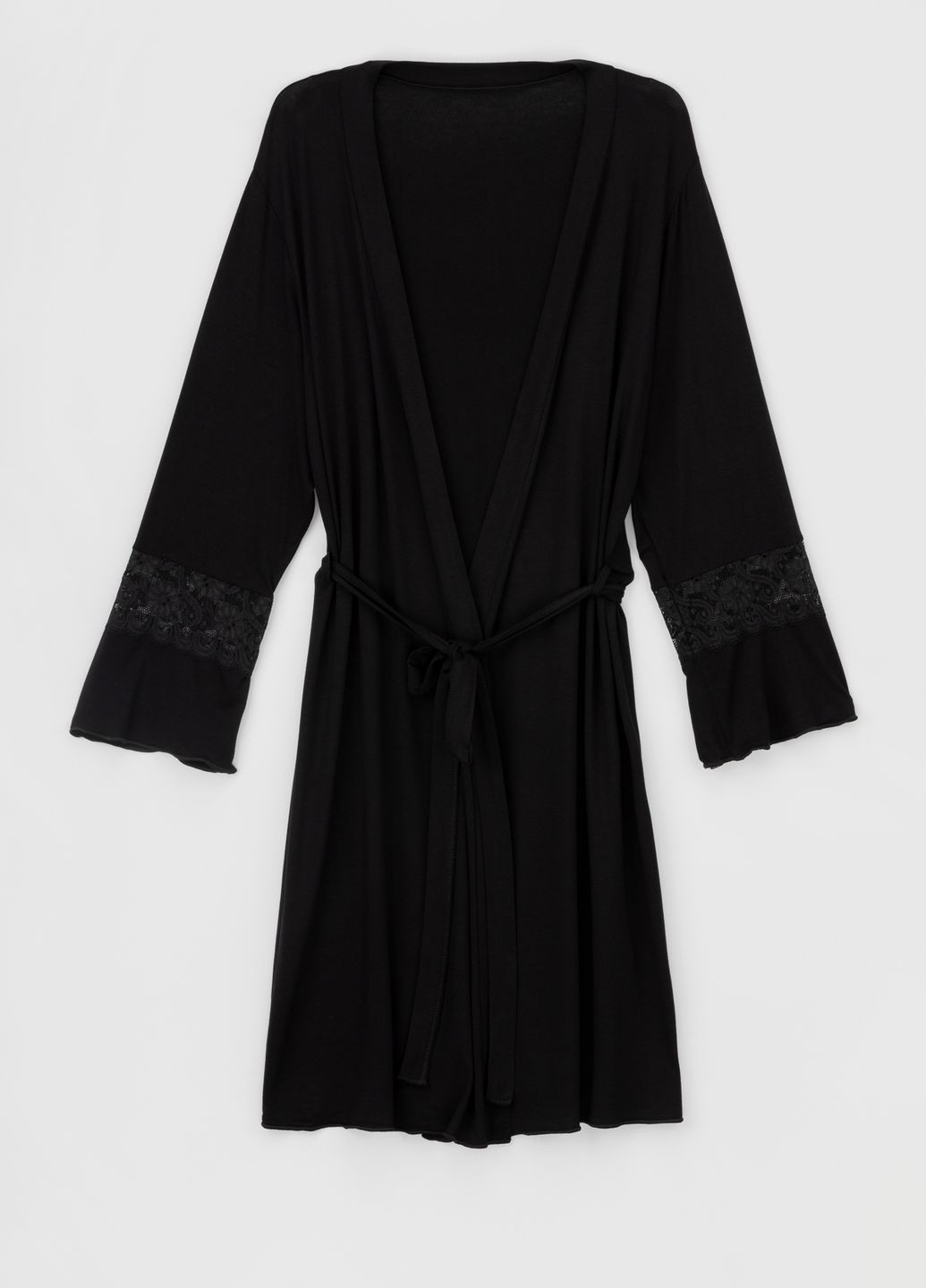 Чорний демісезонний комплект халат+сорочка No Brand