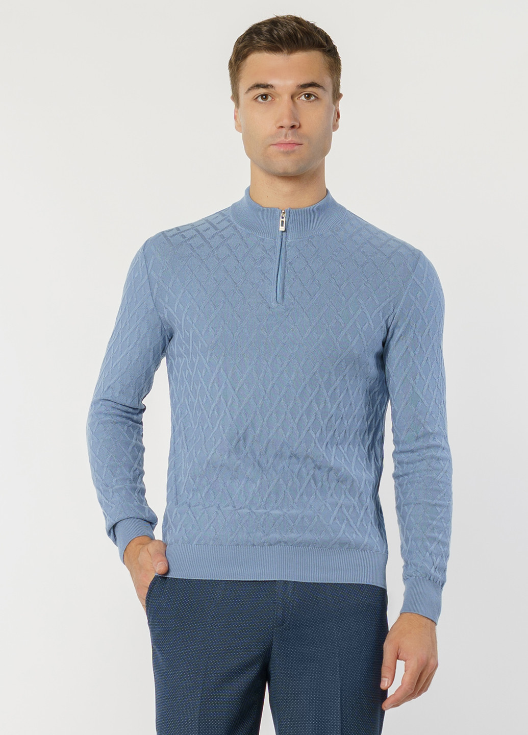 Голубой зимний свитер мужской Arber Zipper-Neck N-AVT-102