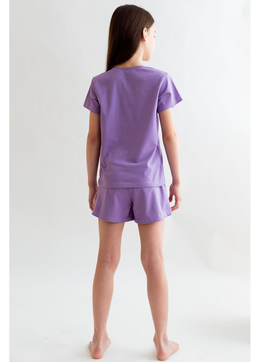 Сиреневая всесезон комплект для девочки футболка + шорты Kosta 2149-9