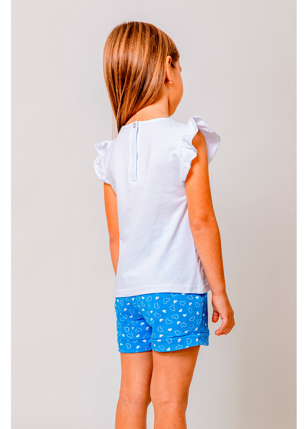 Голубая всесезон комплект для девочки футболка + шорты Kosta 1066-5