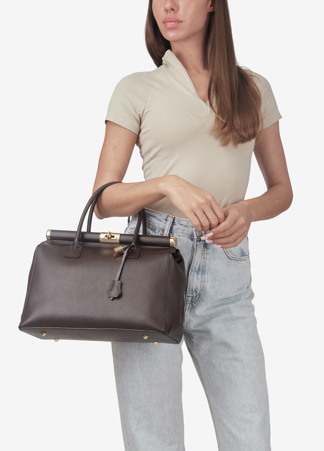 Сумка жіноча шкіряна саквояж середня Travel bag Regina Notte (266411715)