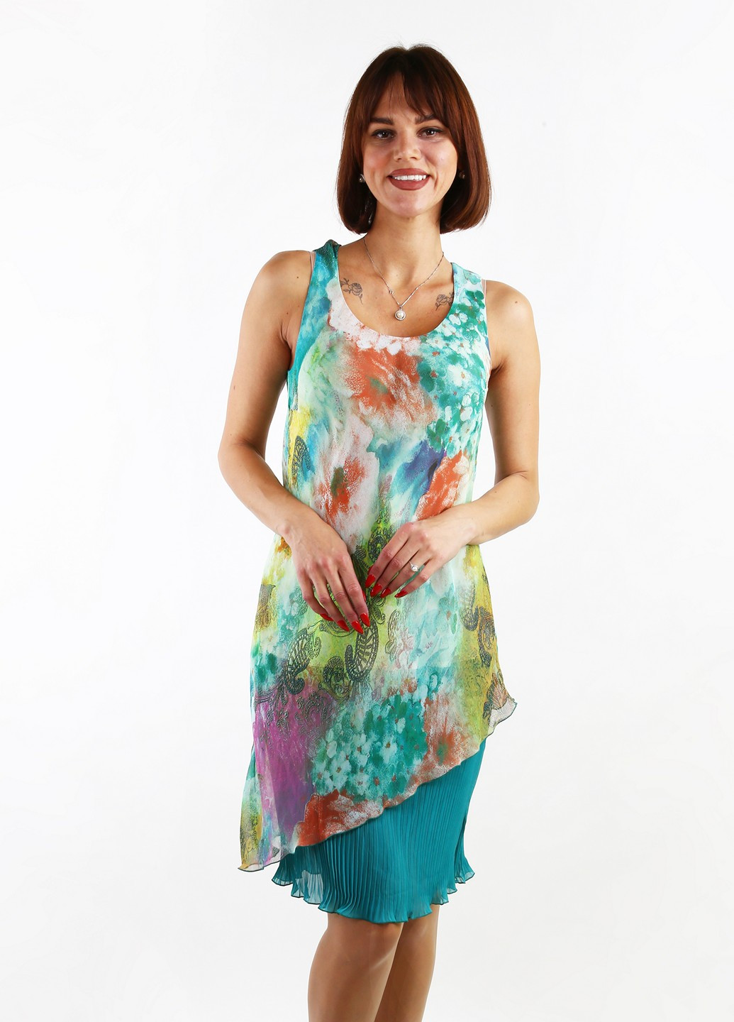 Комбинированное кэжуал платье ODDI с цветочным принтом