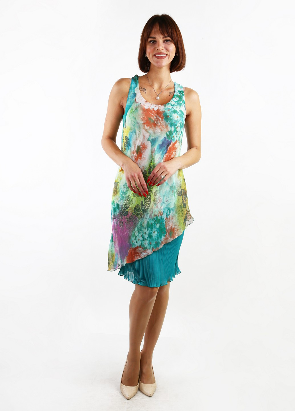 Комбинированное кэжуал платье ODDI с цветочным принтом