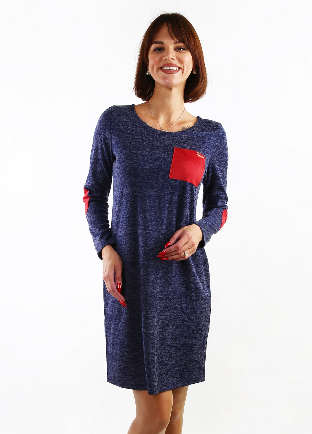 Синее кэжуал платье Zemal однотонное