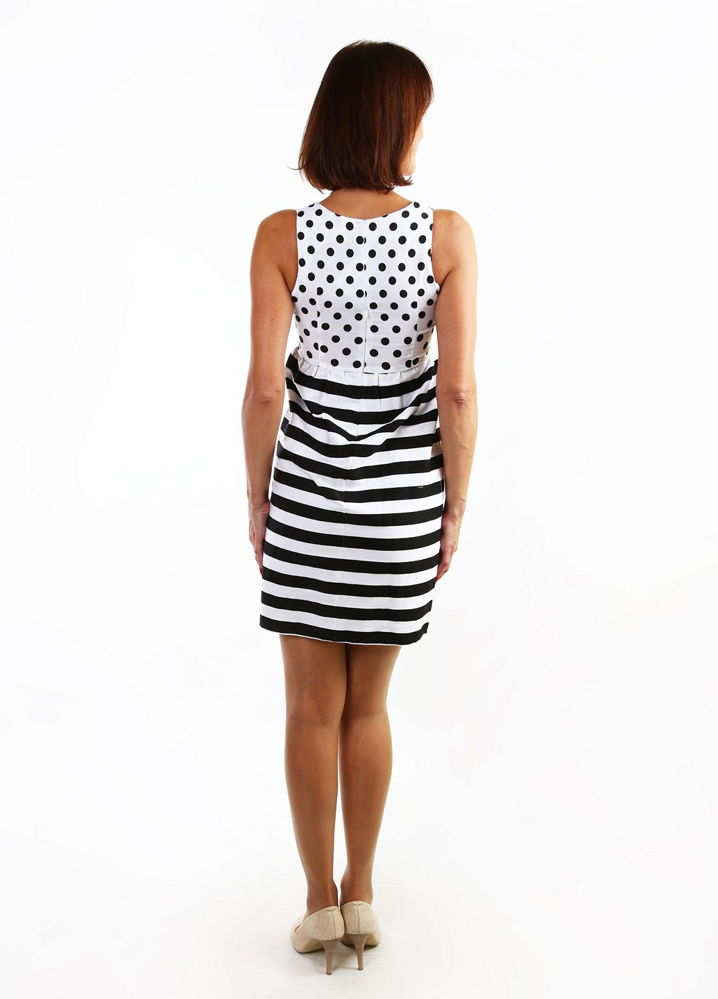 Черно-белое кэжуал платье No Brand в полоску