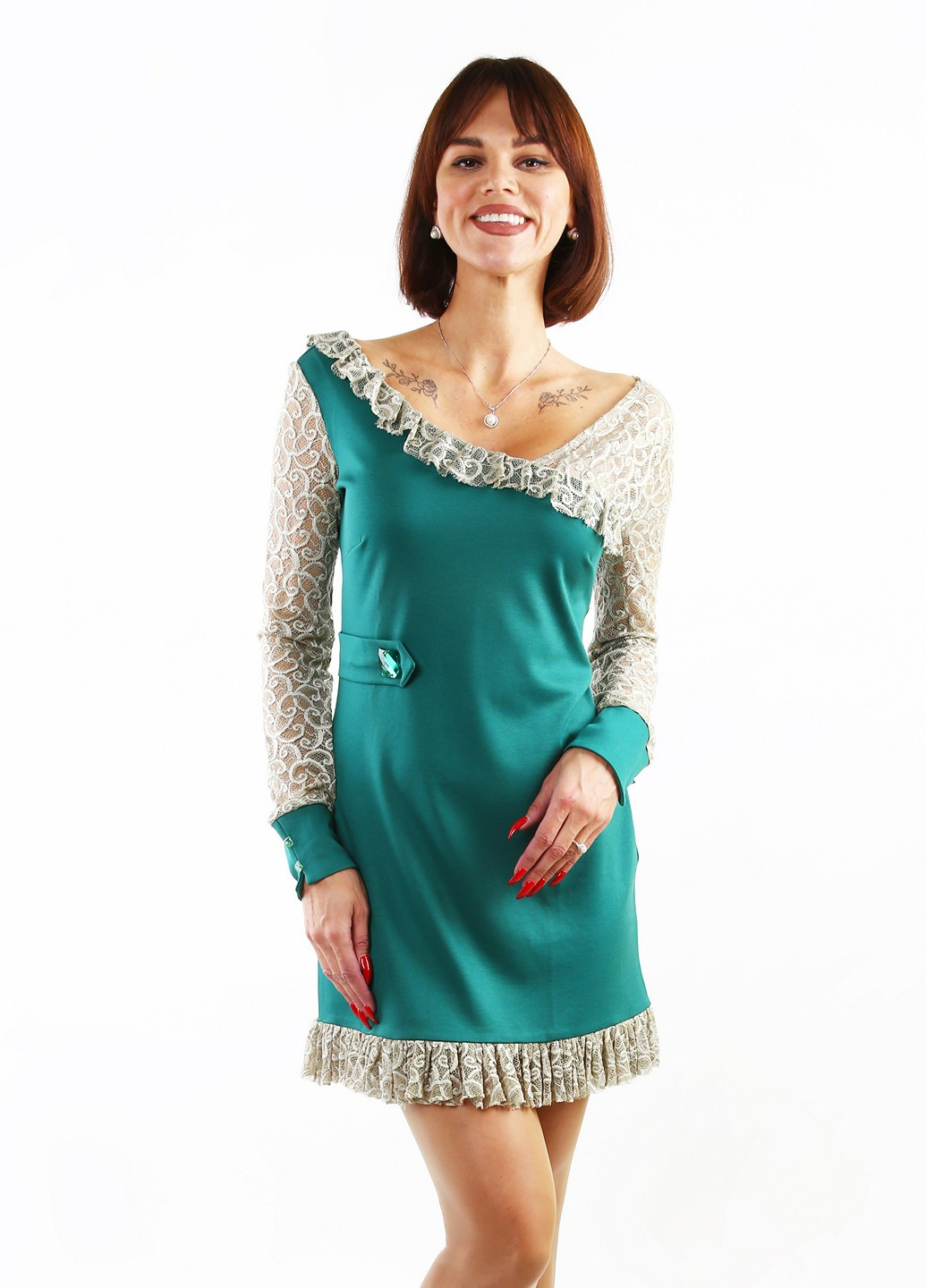 Зеленое кэжуал платье ODDI однотонное