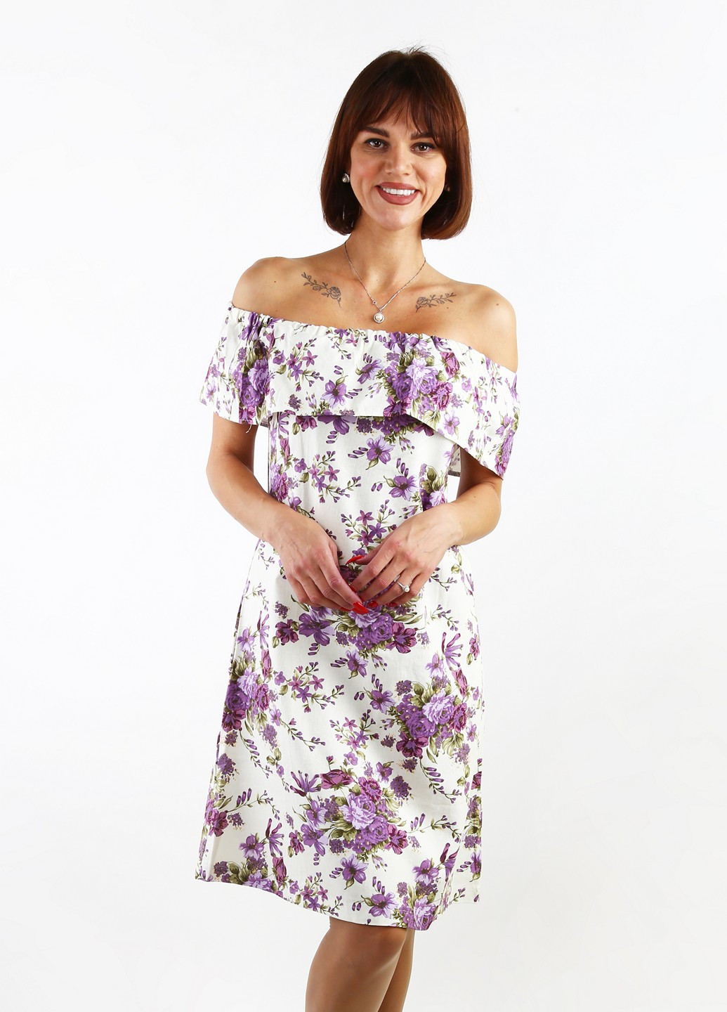 Комбинированное кэжуал платье Molegi с цветочным принтом