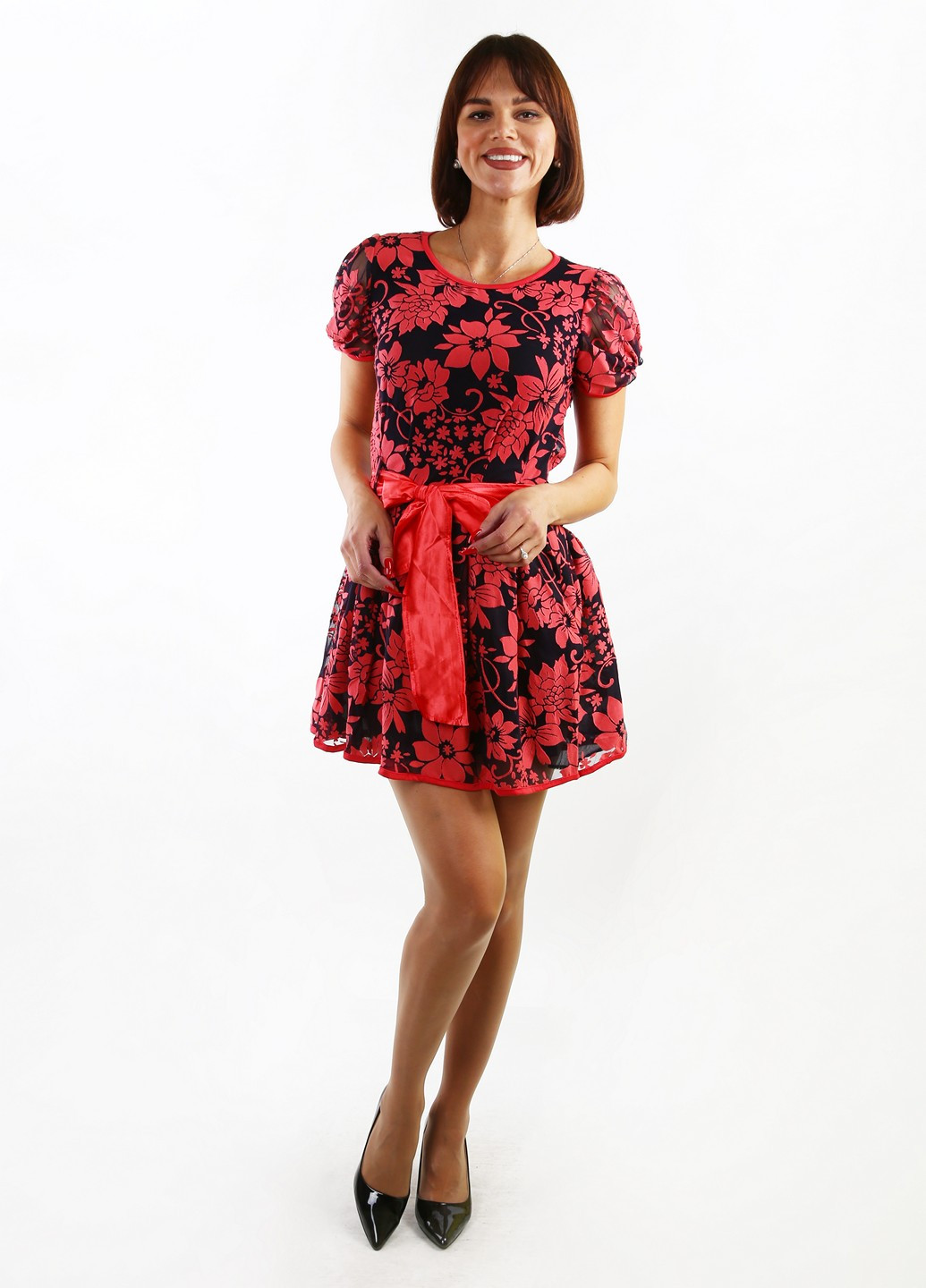 Коралловое кэжуал платье Alpama с цветочным принтом