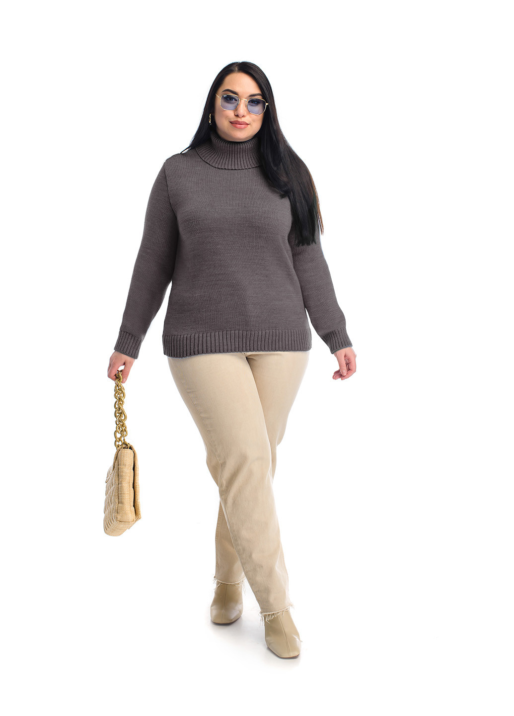 Сірий класичний жіночий светр SVTR