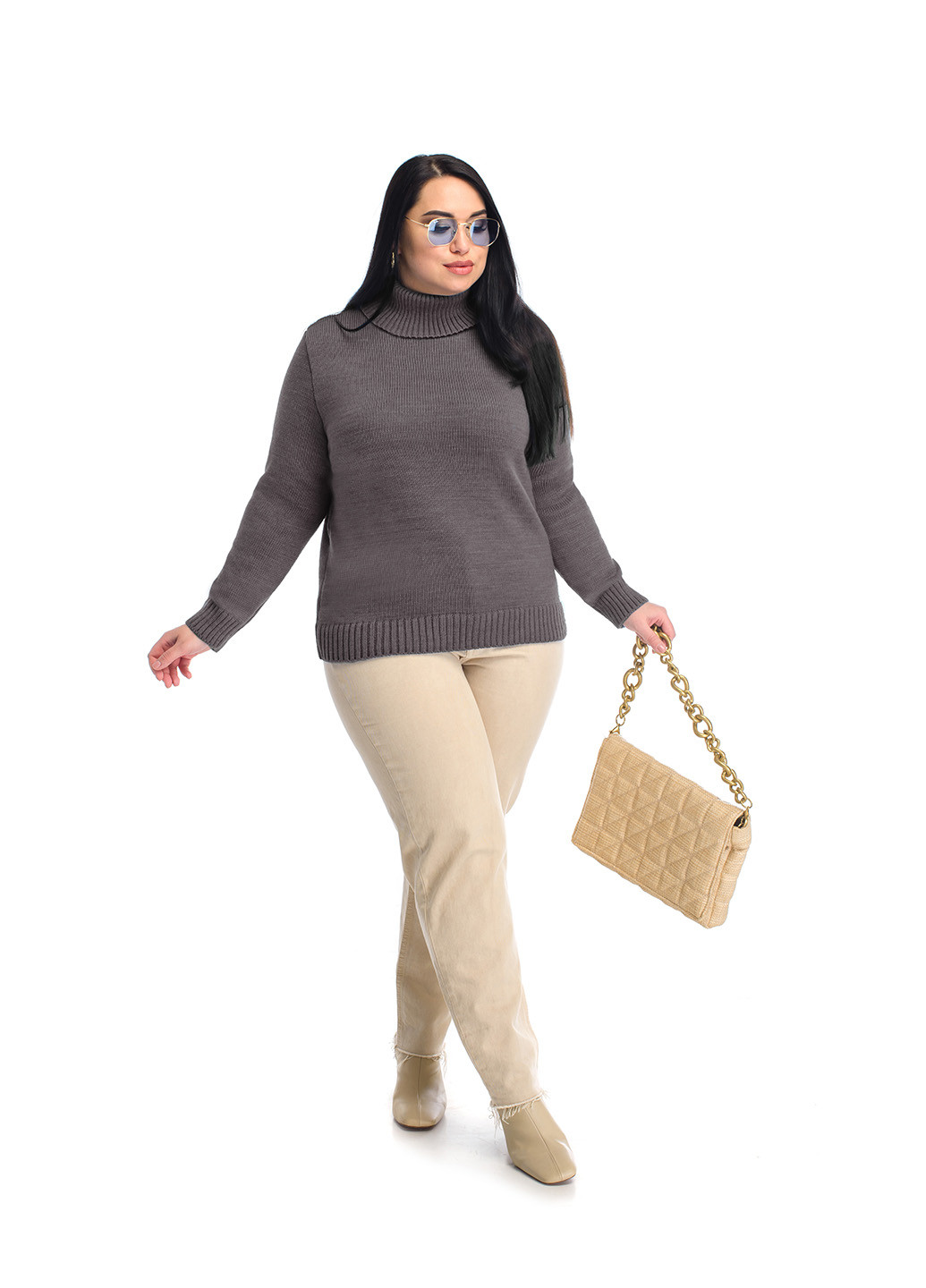 Серый классический женский свитер SVTR