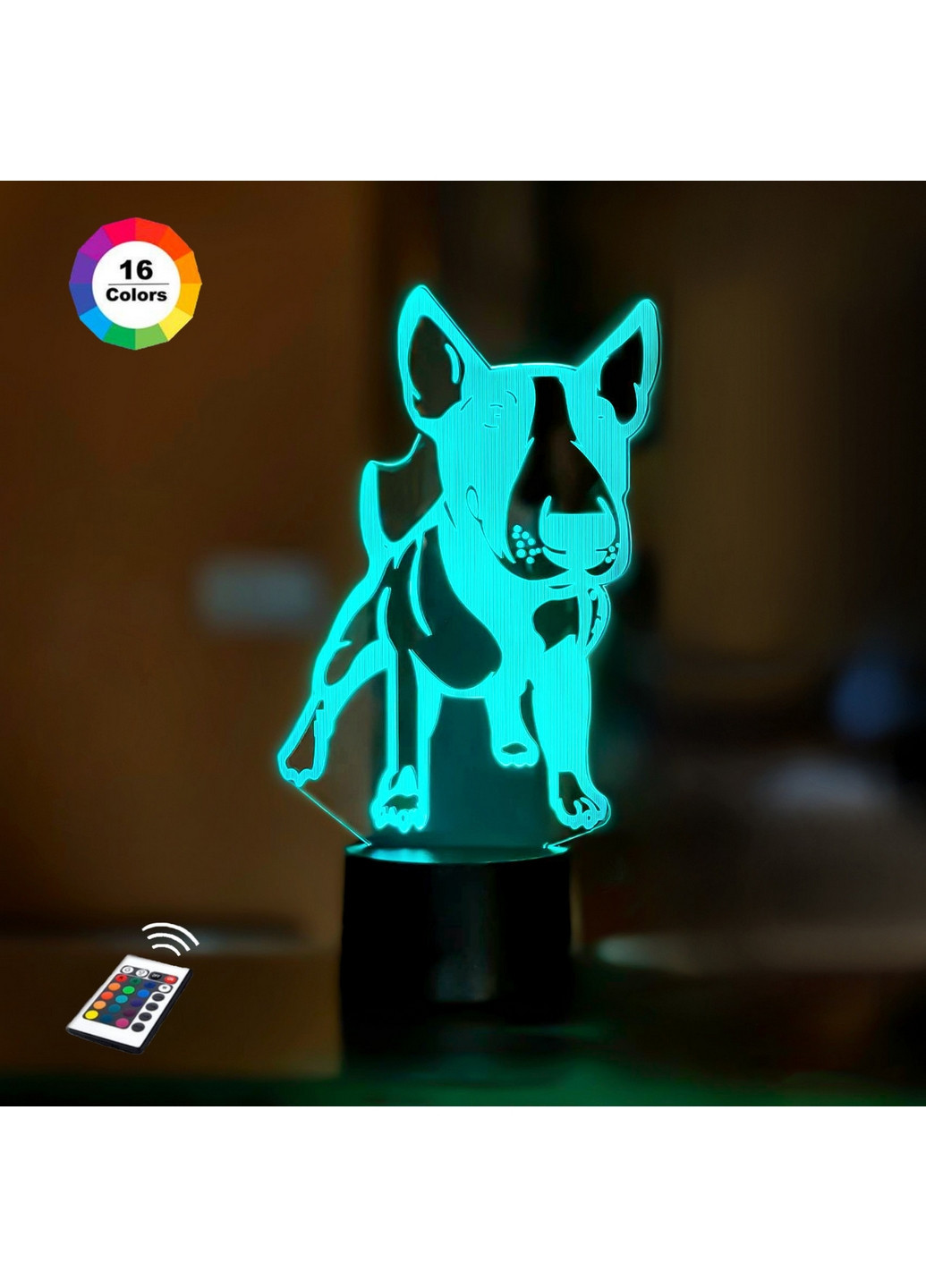 Ночник-светильник 3D "Бультерьер 2" 25х12 см 3DTOYSLAMP (266418780)