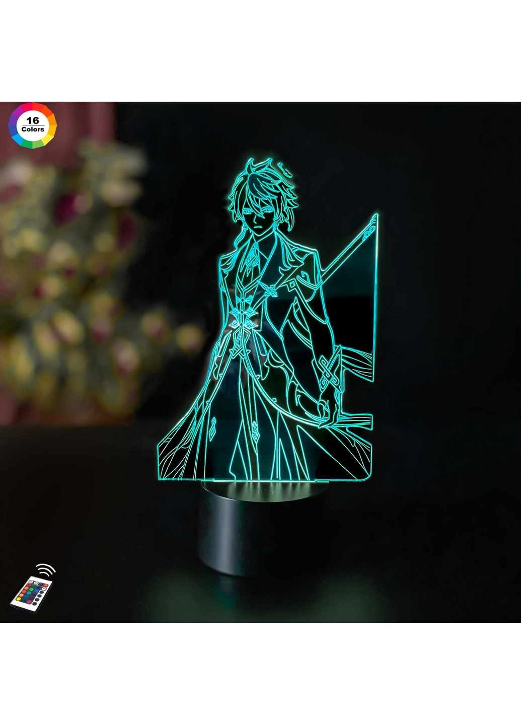 Ночник-светильник 3D GENSHIN IMPACT "Чжун Ли" 26х14 см 3DTOYSLAMP (266418916)