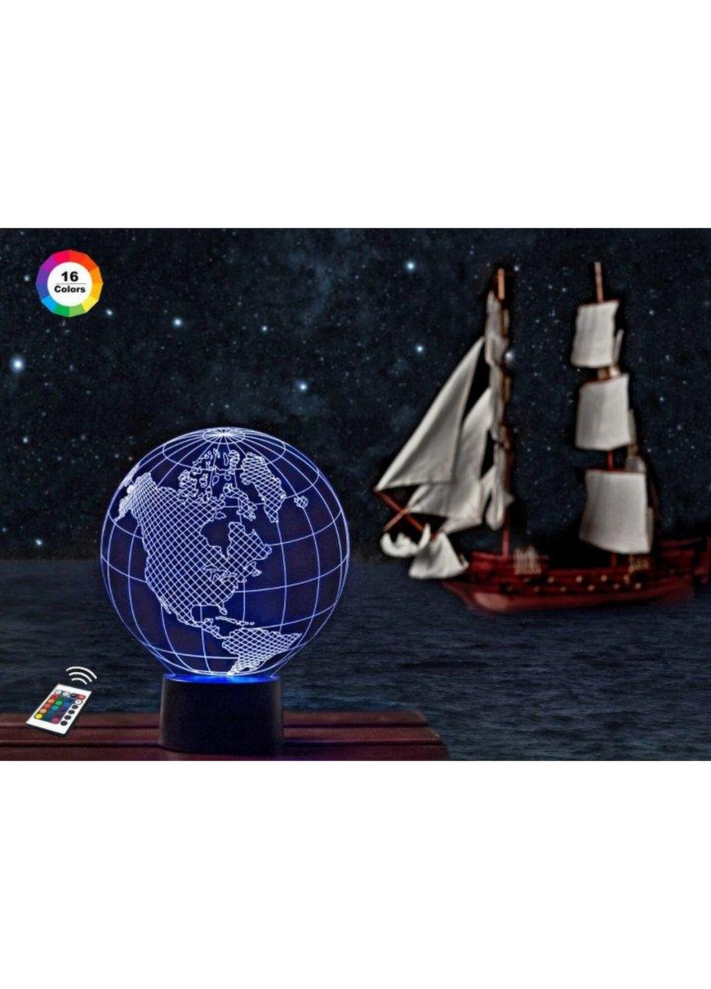 Ночник-светильник 3D "Глобус" 22х17 см 3DTOYSLAMP (266419030)