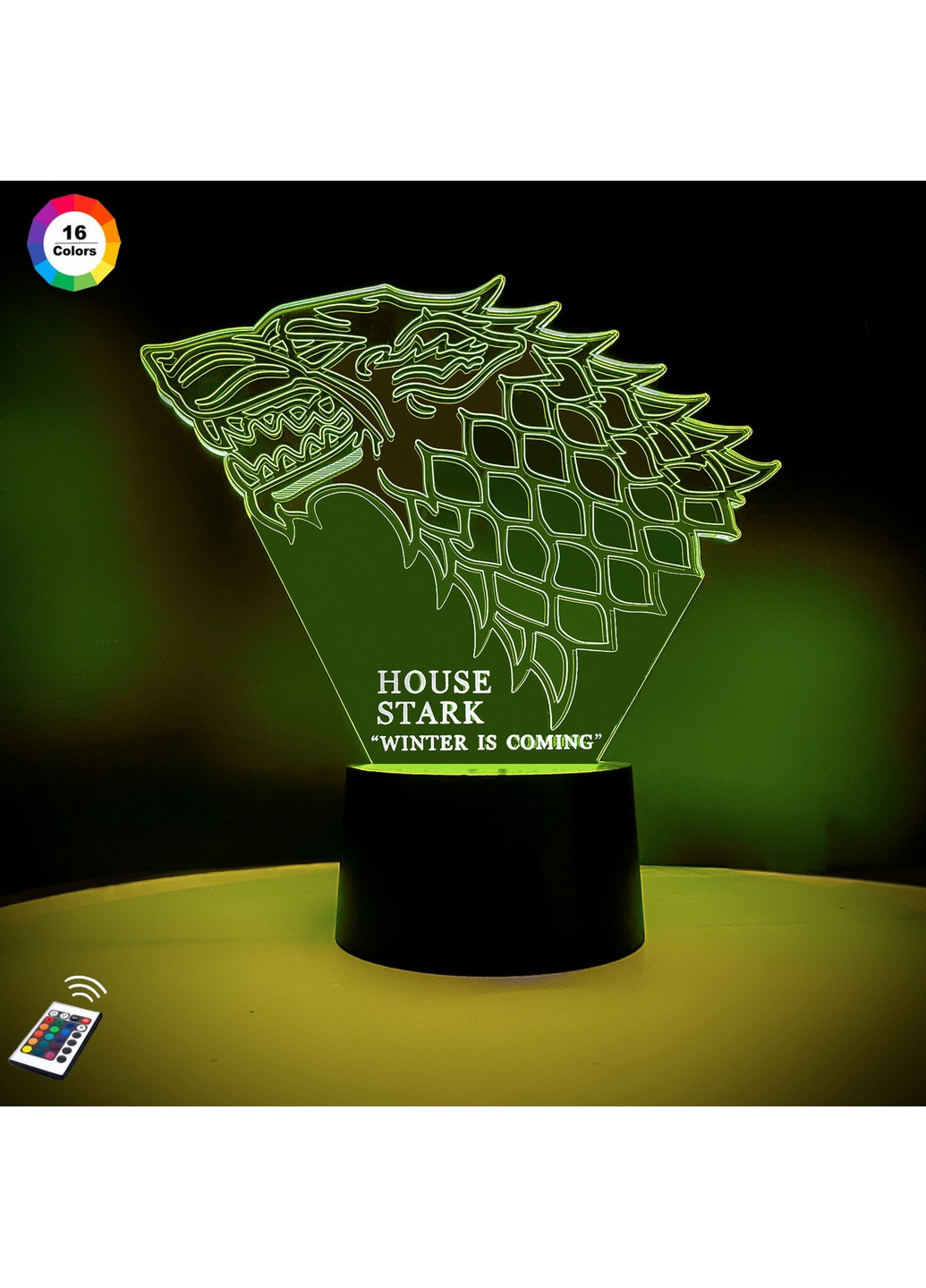 Нічник-світильник 3D "Герб дому Старків" 17х19 см 3DTOYSLAMP (266419114)