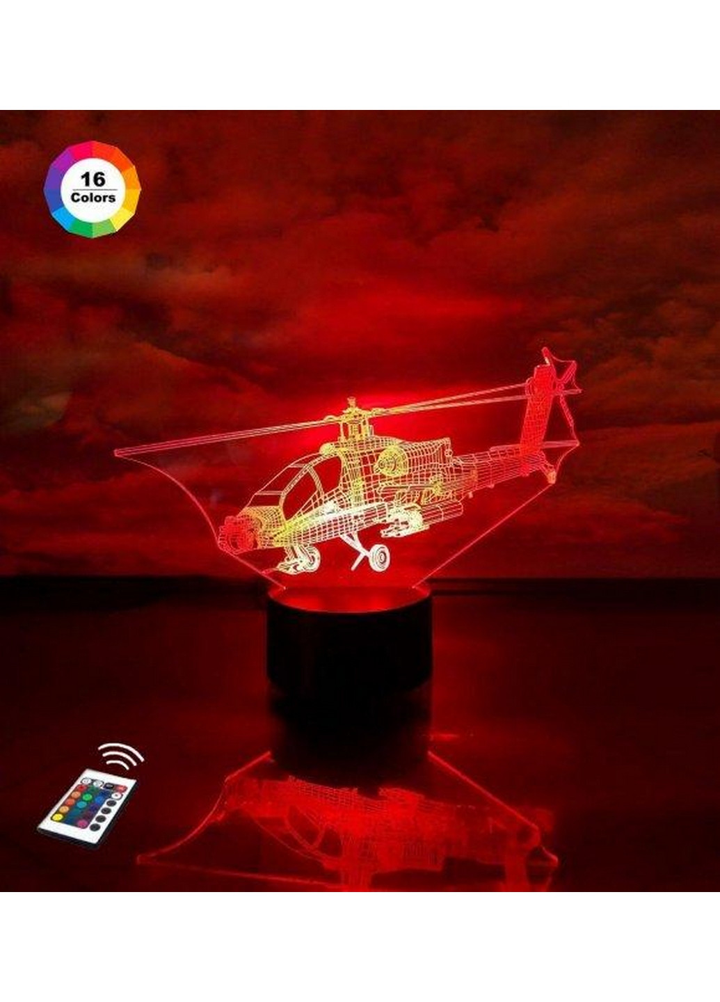 Нічник-світильник 3D "Вертоліт 3" 16х24 см 3DTOYSLAMP (266418531)