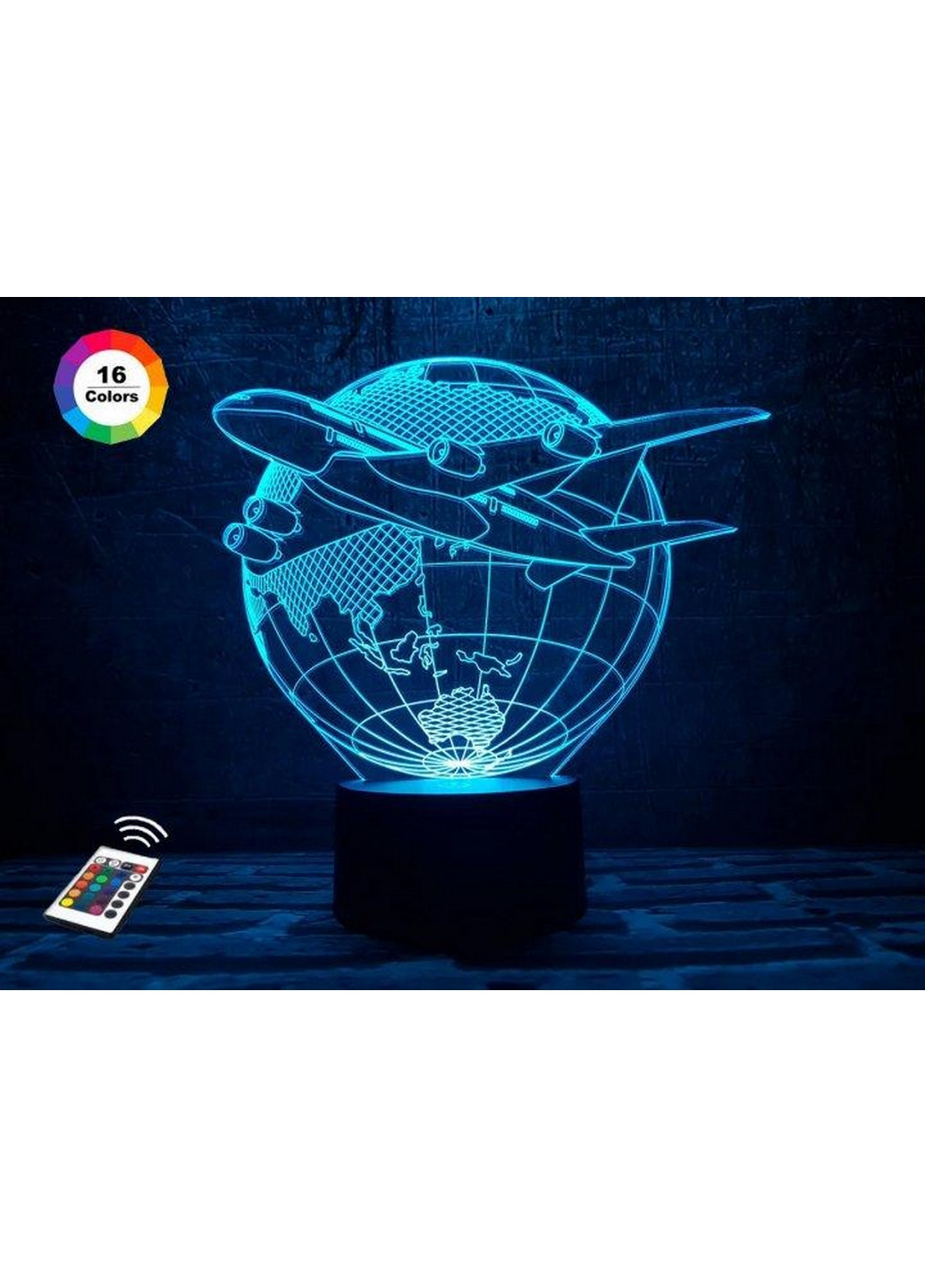 Нічник-світильник 3D "Літак 3" 25х14 см 3DTOYSLAMP (266418326)
