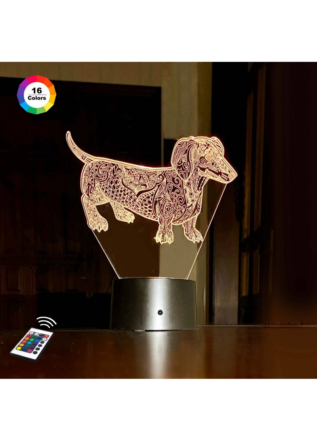 Нічник-світильник 3D "Такса 3" 20х17 см 3DTOYSLAMP (266418250)