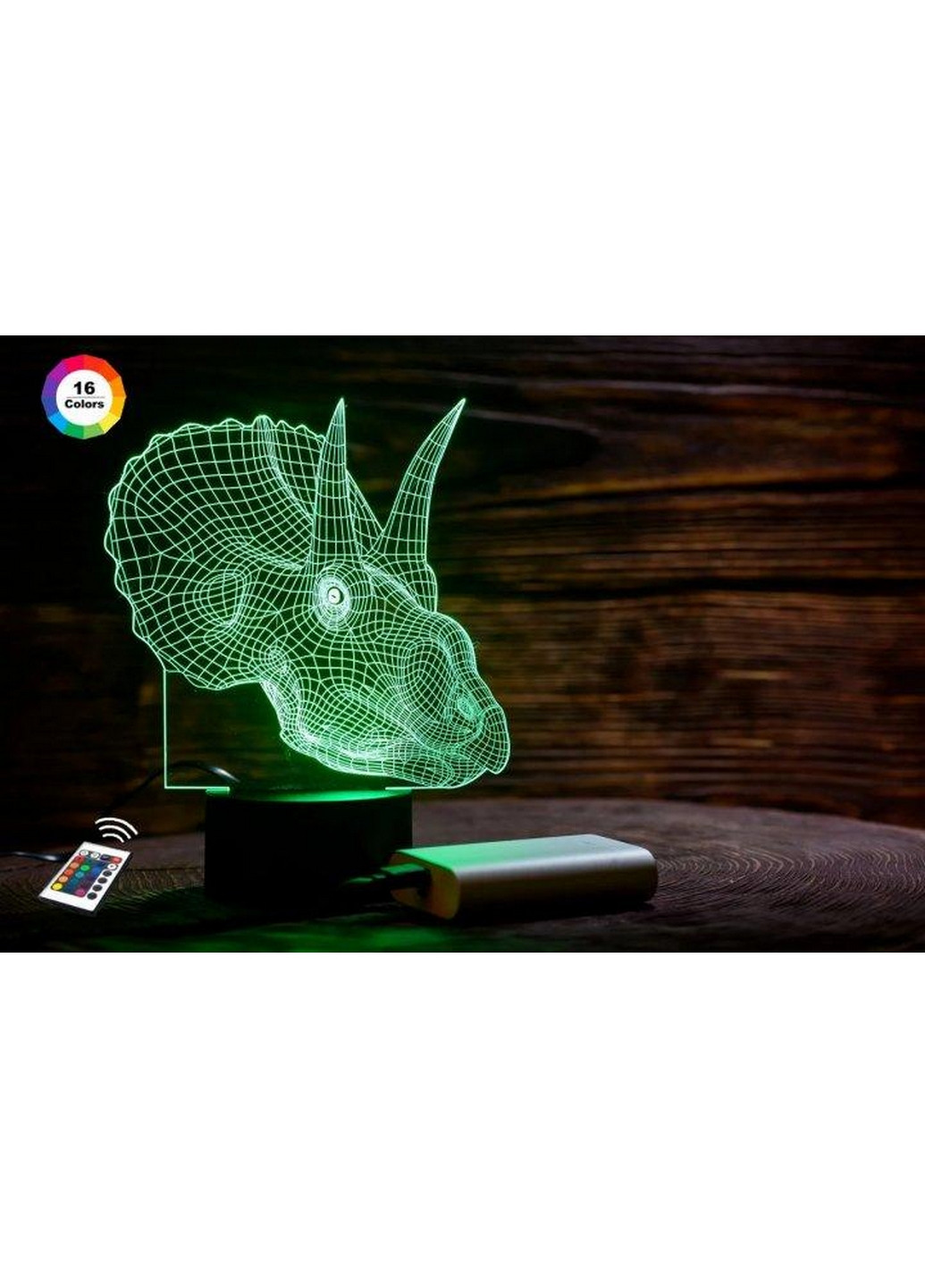 Нічник-світильник 3D "Трицераптор" 21х16 см 3DTOYSLAMP (266418223)
