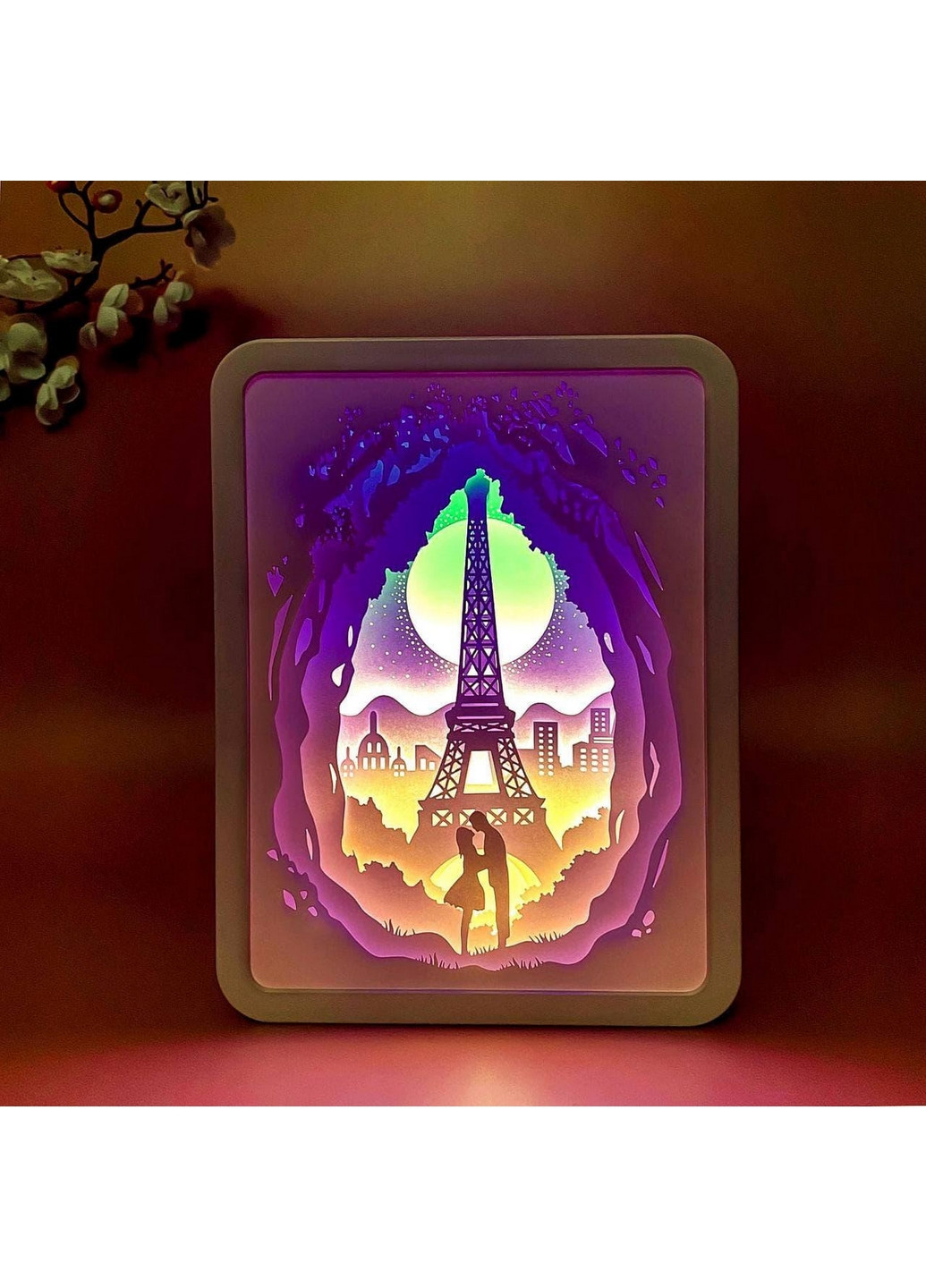 3D настільна картина-нічник "Закохані в Парижі" 21х16 см 3DTOYSLAMP (266418822)