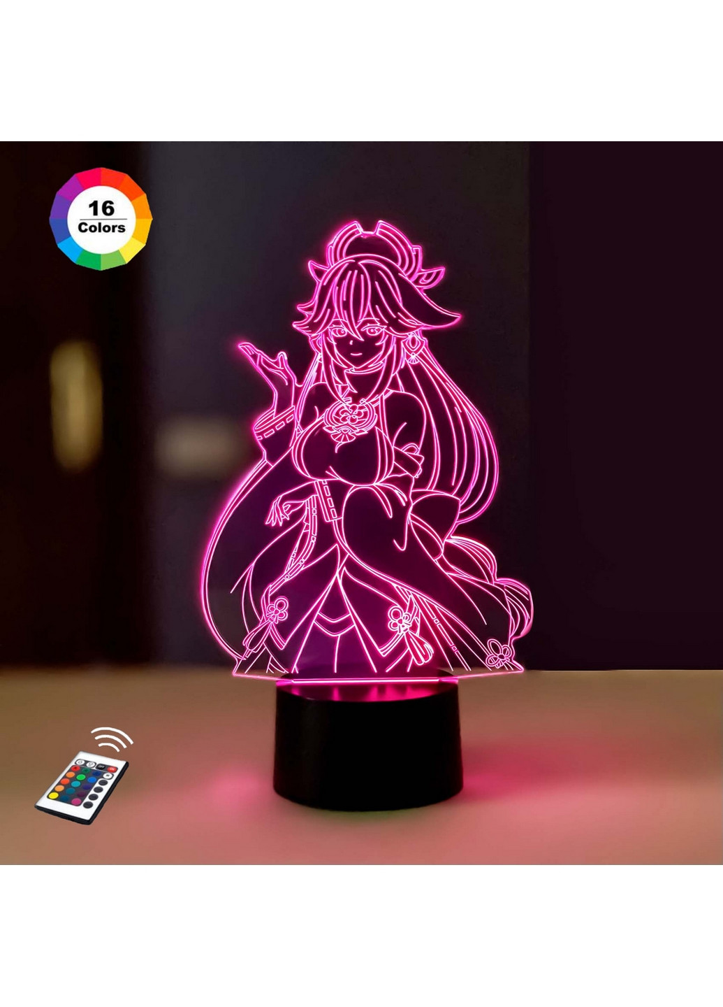 Ночник-светильник 3D GENSHIN IMPACT "Яэ Мико" 27х15 см 3DTOYSLAMP (266418902)