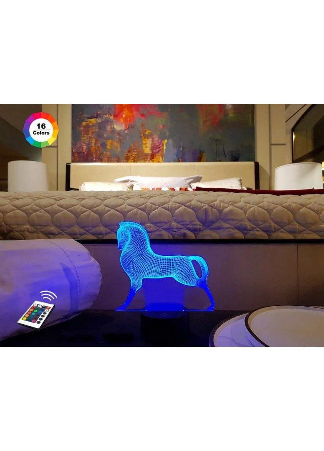 Нічник-світильник 3D "Срібний кінь" 25х15 см 3DTOYSLAMP (266418761)