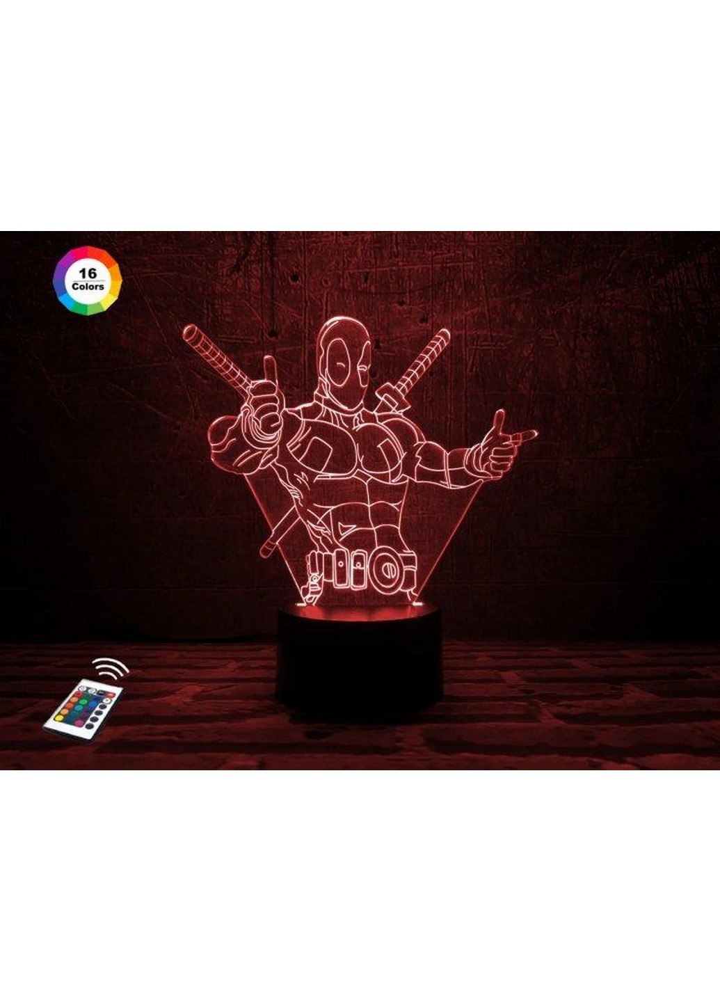Ночник-светильник 3D "Дэдпул 3" 20х19 см 3DTOYSLAMP (266418747)