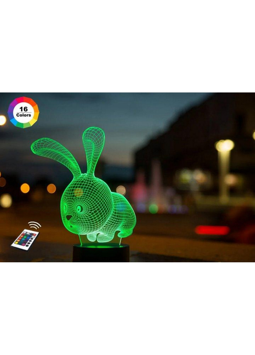 Нічник-світильник 3D "Кролик" 23х16 см 3DTOYSLAMP (266419219)