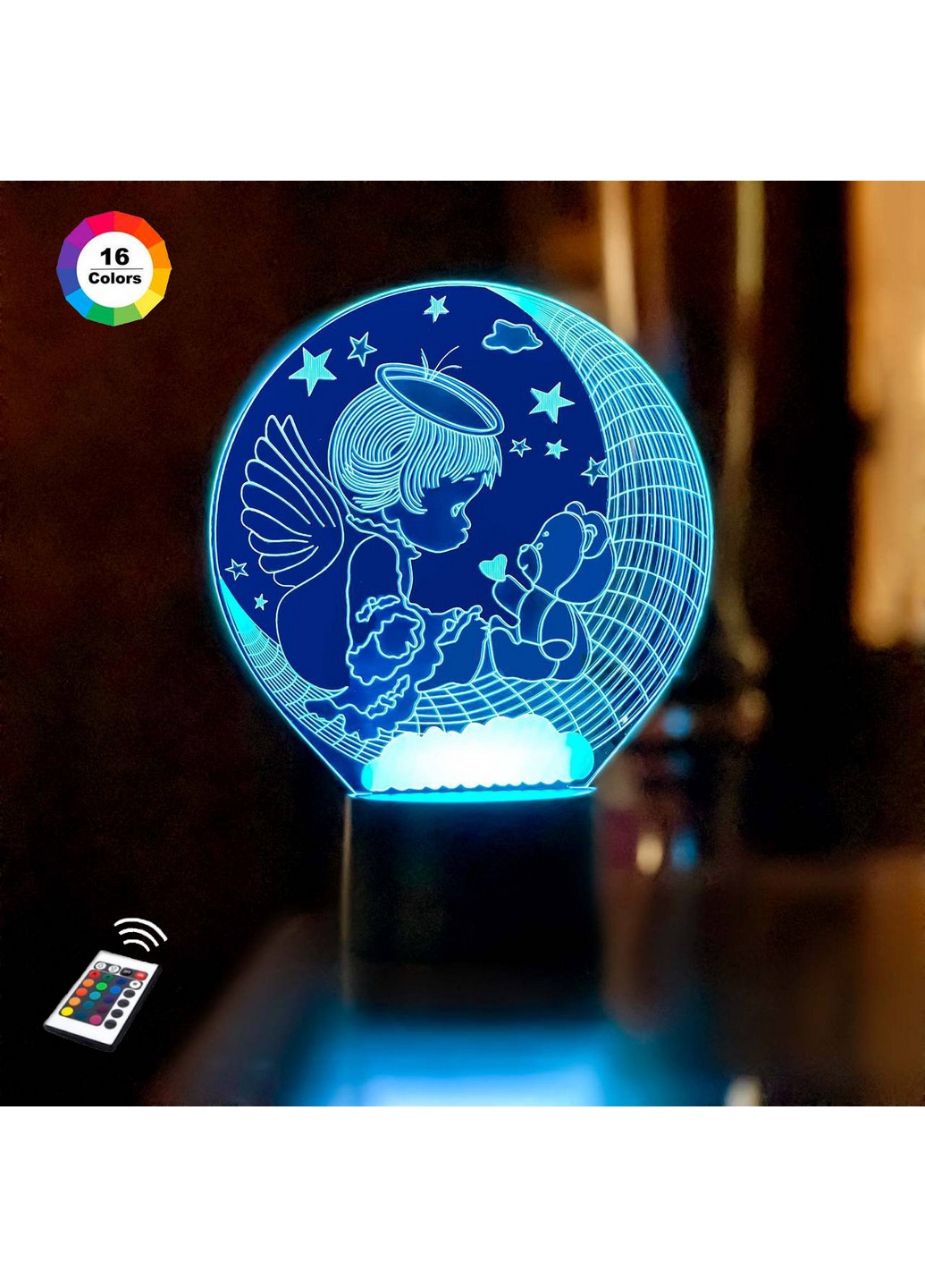Ночник-светильник 3D "Ангелок" 22х16 см 3DTOYSLAMP (266418418)