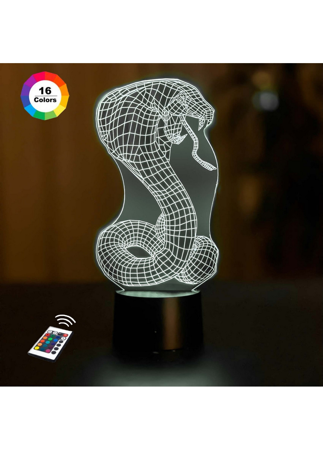 Нічник-світильник 3D "Кобра" 26х12 см 3DTOYSLAMP (266419207)