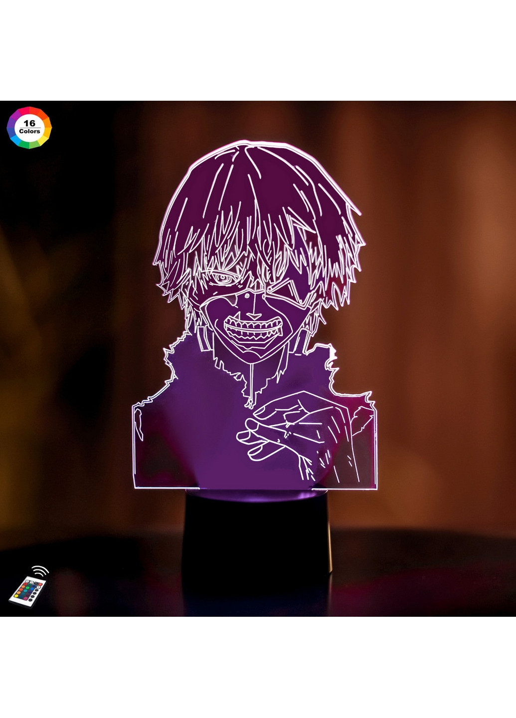 Ночник-светильник 3D "Канеки Кен 4" 26х14 см 3DTOYSLAMP (266418463)