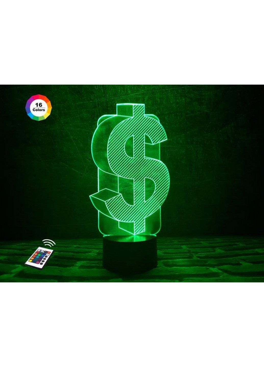 Ночник-светильник 3D "Доллар" 26х14 см 3DTOYSLAMP (266418841)