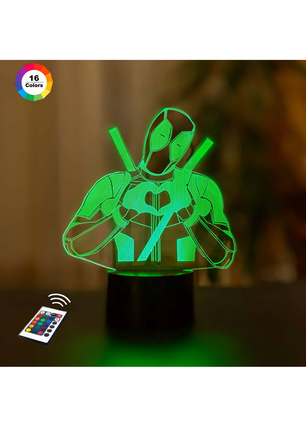 Нічник-світильник 3D "Дедпул 4" 19х17 см 3DTOYSLAMP (266418662)