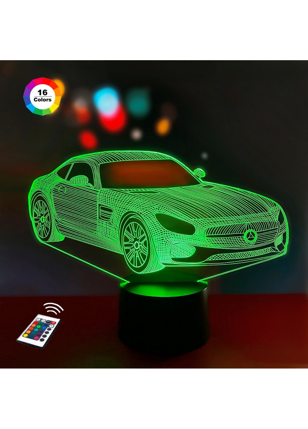 Нічник-світильник 3D "Автомобіль 40" 15х24 см 3DTOYSLAMP (266418541)