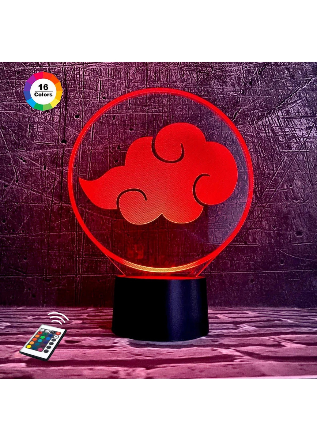 Нічник-світильник 3D "Знак Акацуку" 21х17 см 3DTOYSLAMP (266418803)