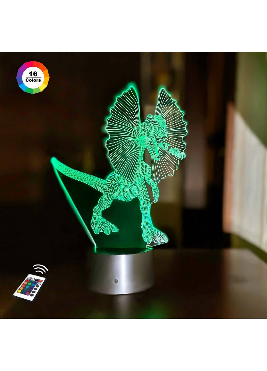 Нічник-світильник 3D "Дилофозавр" 26х16 см 3DTOYSLAMP (266419316)