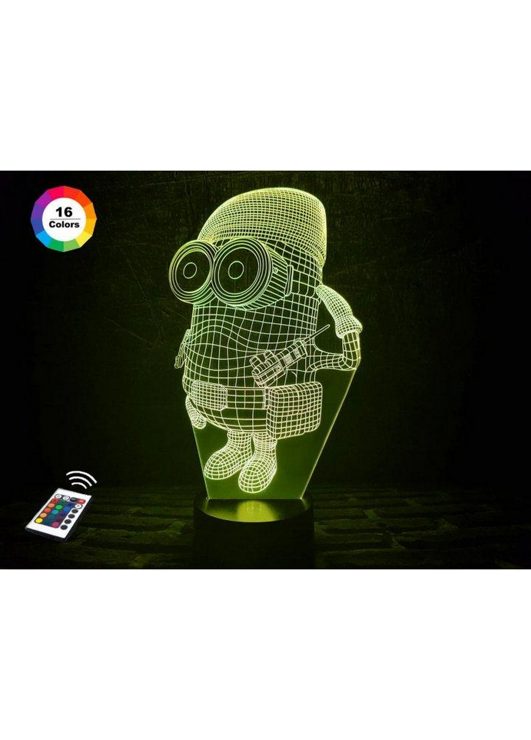 Ночник-светильник 3D "Миньон военный" 27х14 см 3DTOYSLAMP (266418906)