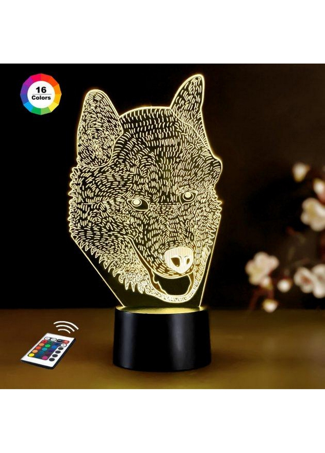 Нічник-світильник 3D "Вовк 4" 25х15 см 3DTOYSLAMP (266419296)
