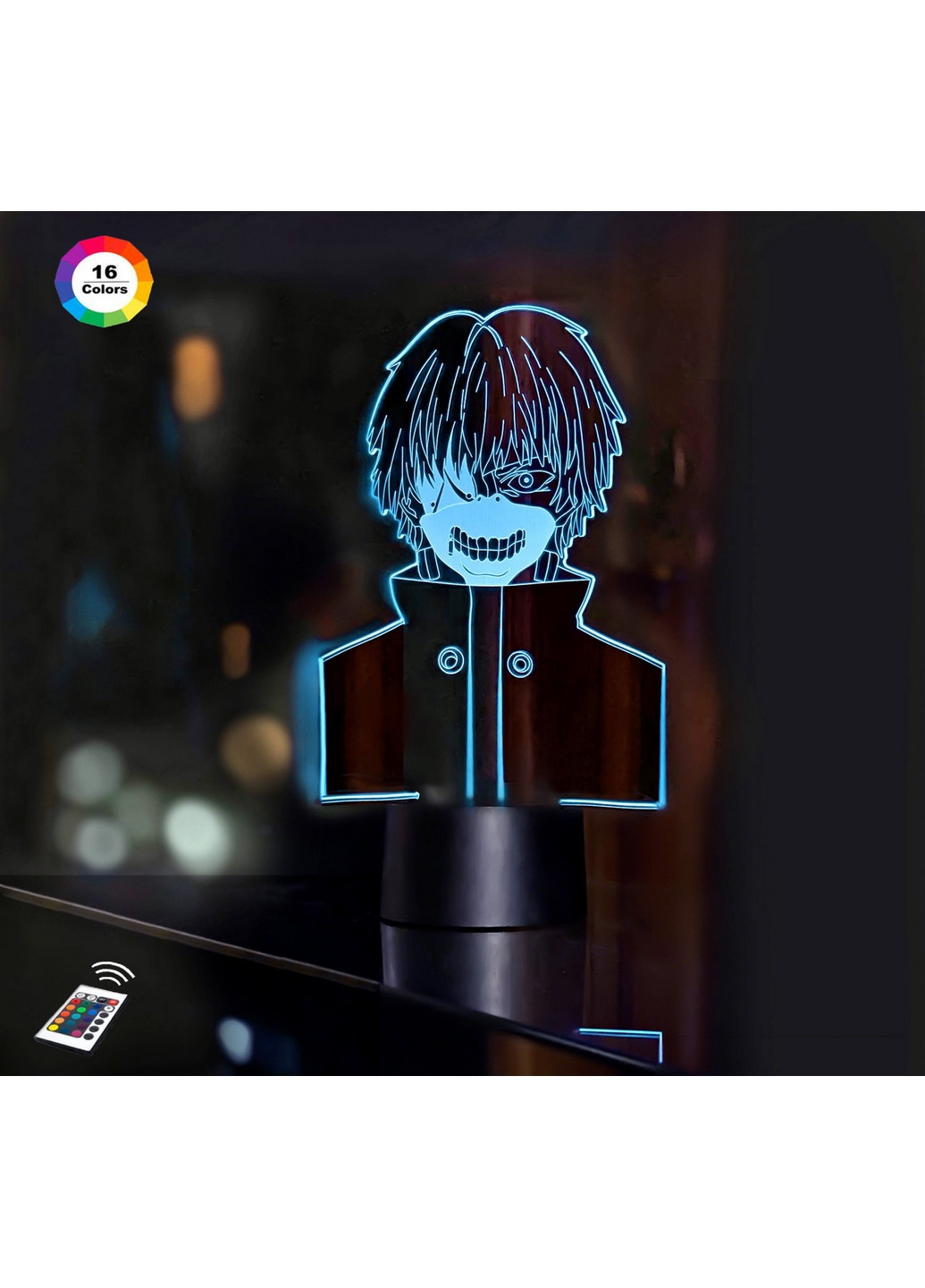 Нічник-світильник 3D "Канеки Кен 5" 26х15 см 3DTOYSLAMP (266419311)