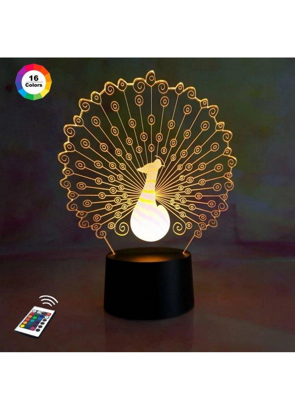 Нічник-світильник 3D "Павич 2" 23х17 см 3DTOYSLAMP (266418926)