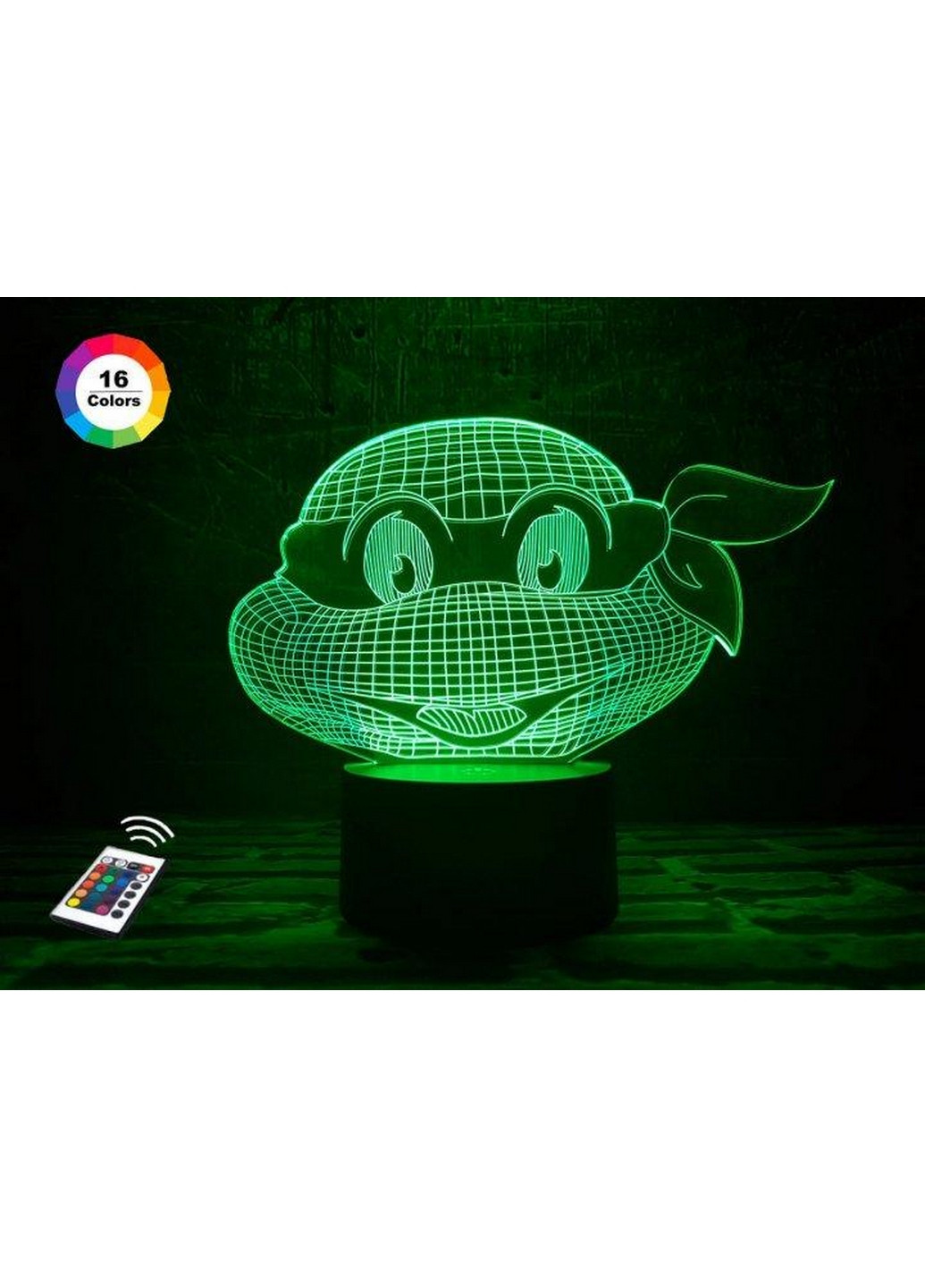 Ночник-светильник 3D "Черепашка ниндзя 1" 17х18 см 3DTOYSLAMP (266419024)