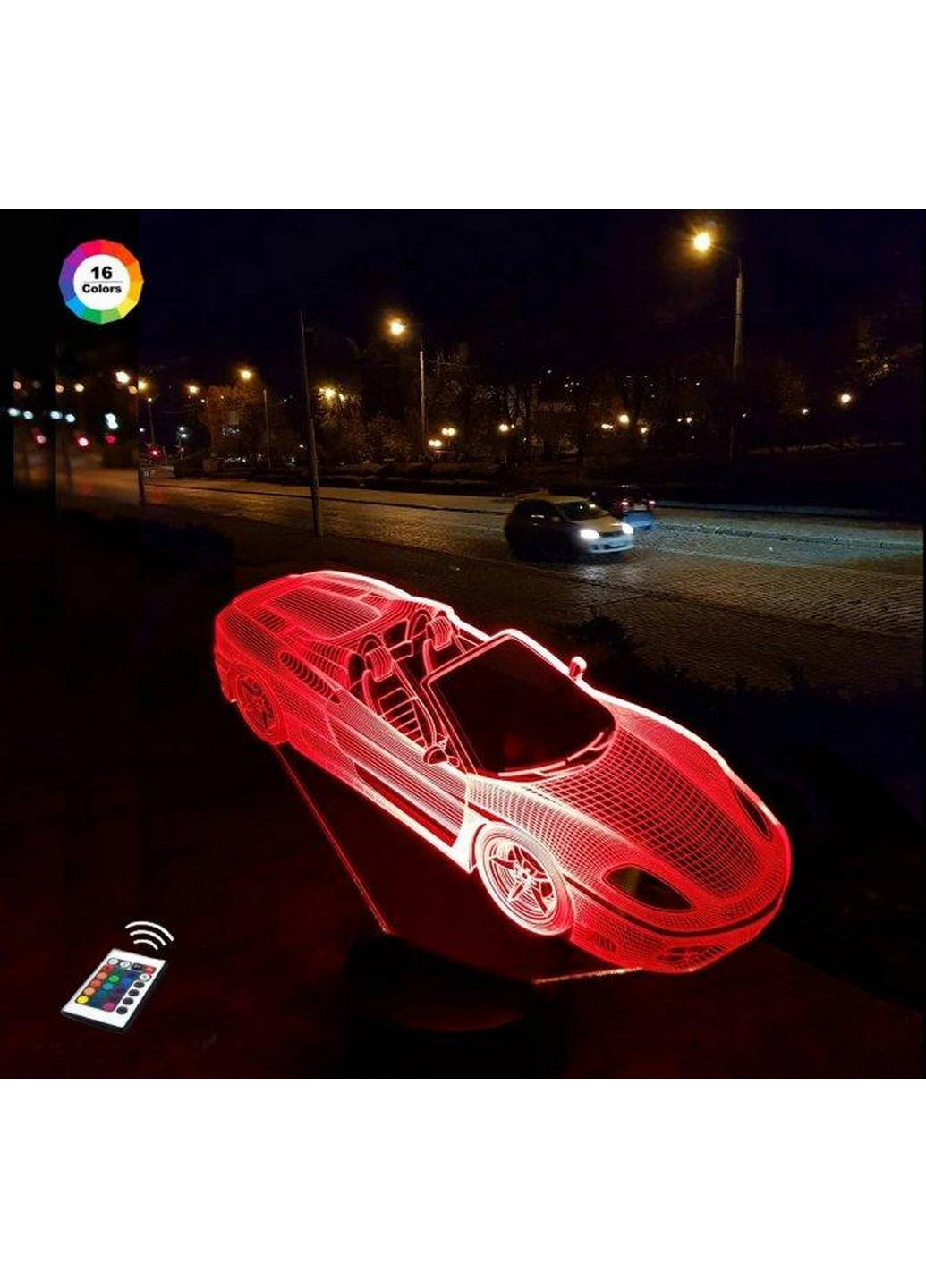 Ночник-светильник 3D "Автомобиль 3" 19х23 см 3DTOYSLAMP (266419573)